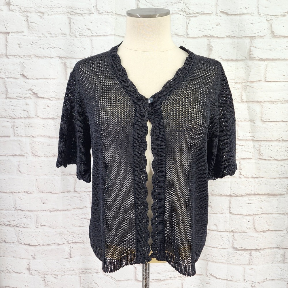 Sheer Mesh Knit Cardigan Dark Cottage Fairy Grunge Witchy Sweater Size Large?